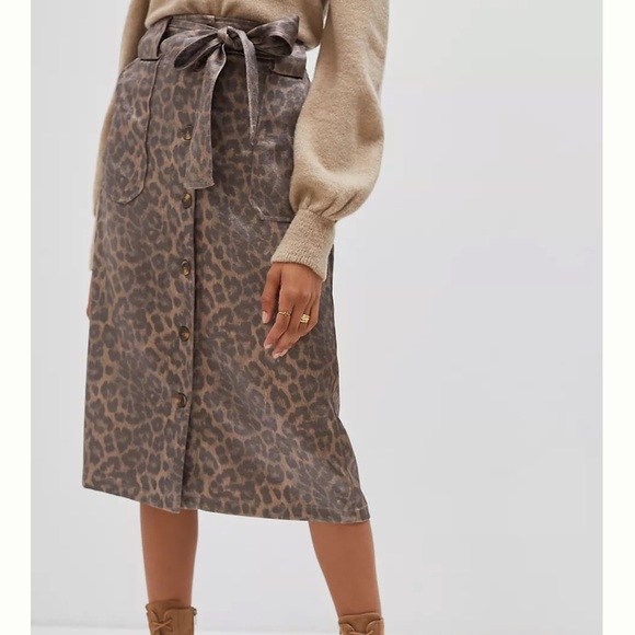 Anthropologie Current Air Belted A-Line MIDI Skirt Size L. - Picture 6 of 10